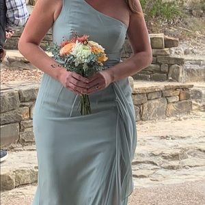 Beautiful sage dress from Davids Bridal.